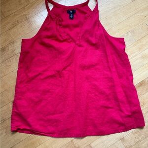 Linen cotton blend red a line tank top light weight summer beach vacation size M